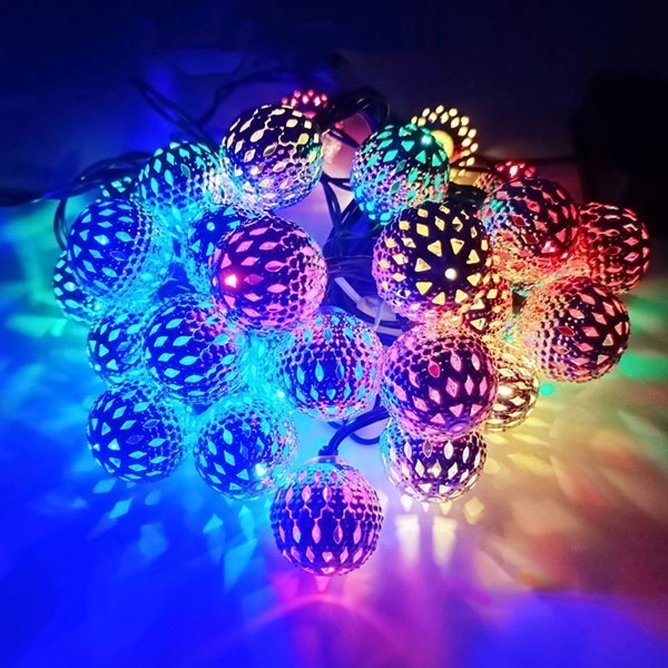 Solar Moroccan Ball Lights multi color golden