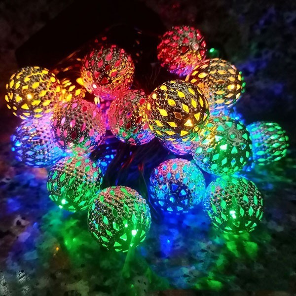 Solar Moroccan Ball Lights multi color silver