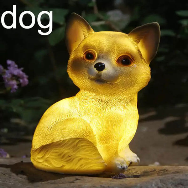 resin animal solar lights dog