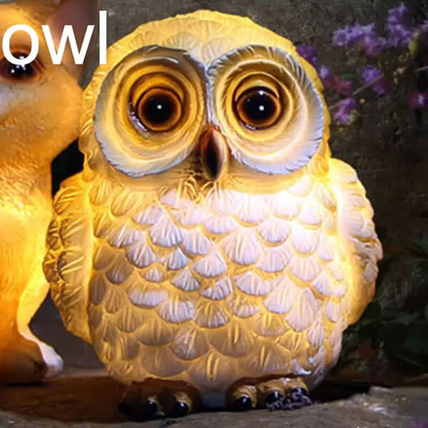 resin animal solar lights owl