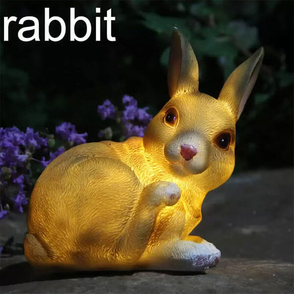 resin animal solar lights rabbit