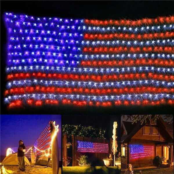 Solar American flag lights 16