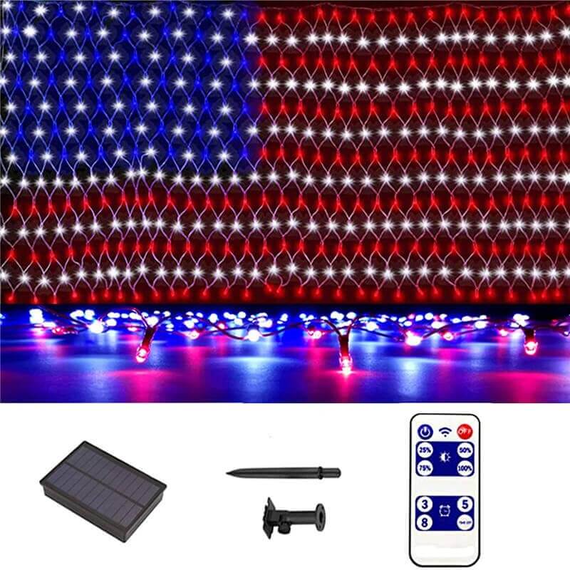 Solar American flag lights