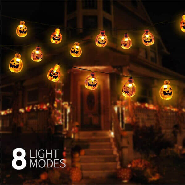 Solar Halloween pumpkin string lights 12