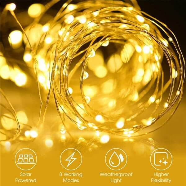 Solar copper wire string lights 9