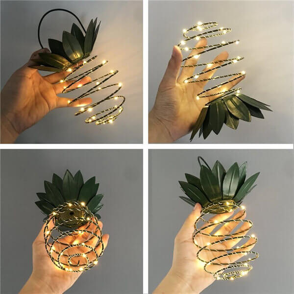 Solar pineapple garden lights with iron wire art decor 10