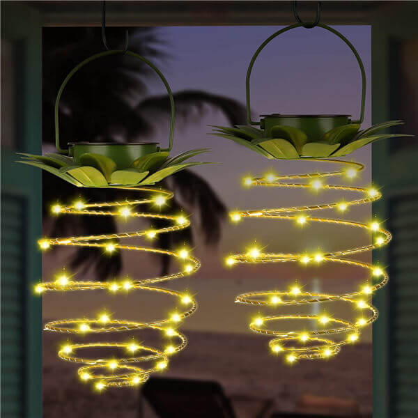 Solar pineapple garden lights with iron wire art decor 5