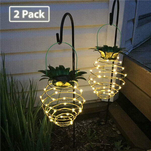 Solar pineapple garden lights with iron wire art decor 8