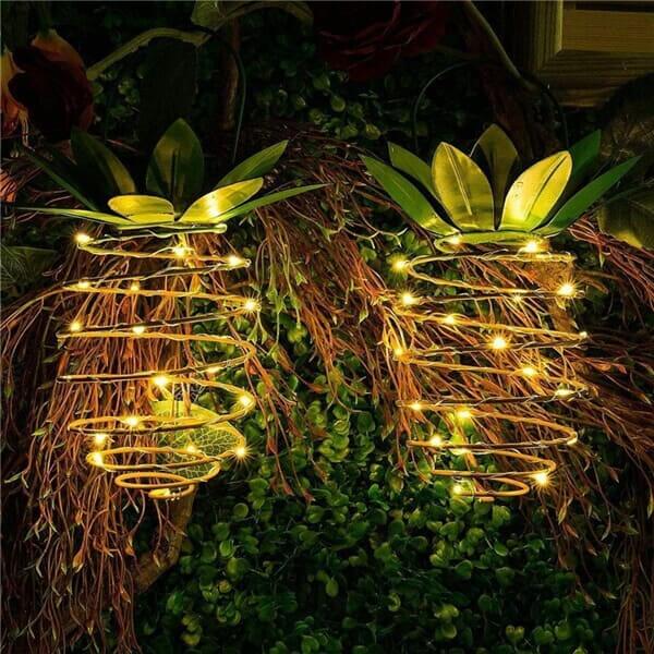 Solar pineapple garden lights with iron wire art decor 9
