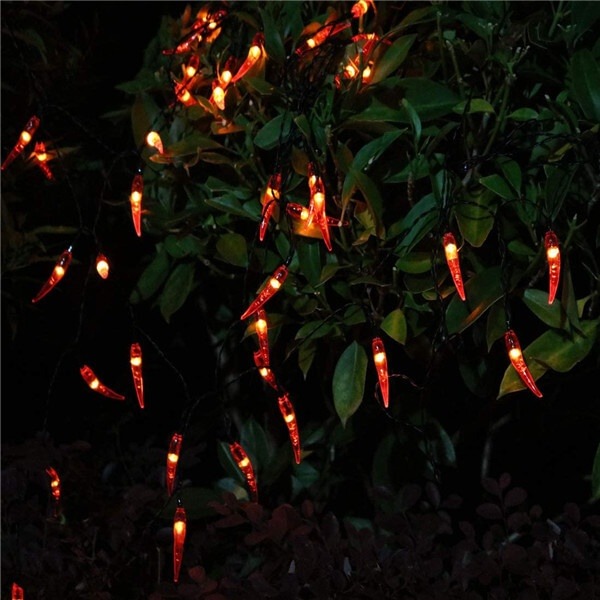 Solar red chili pepper string lights 2