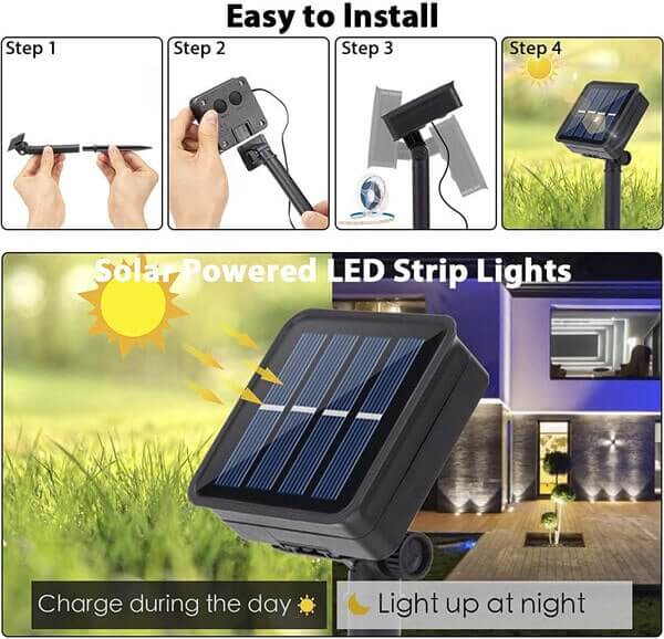 Solar led strip lights with 9.8ft 90 LEDs 8