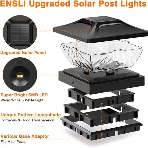 solar post cap lights 5x5 5